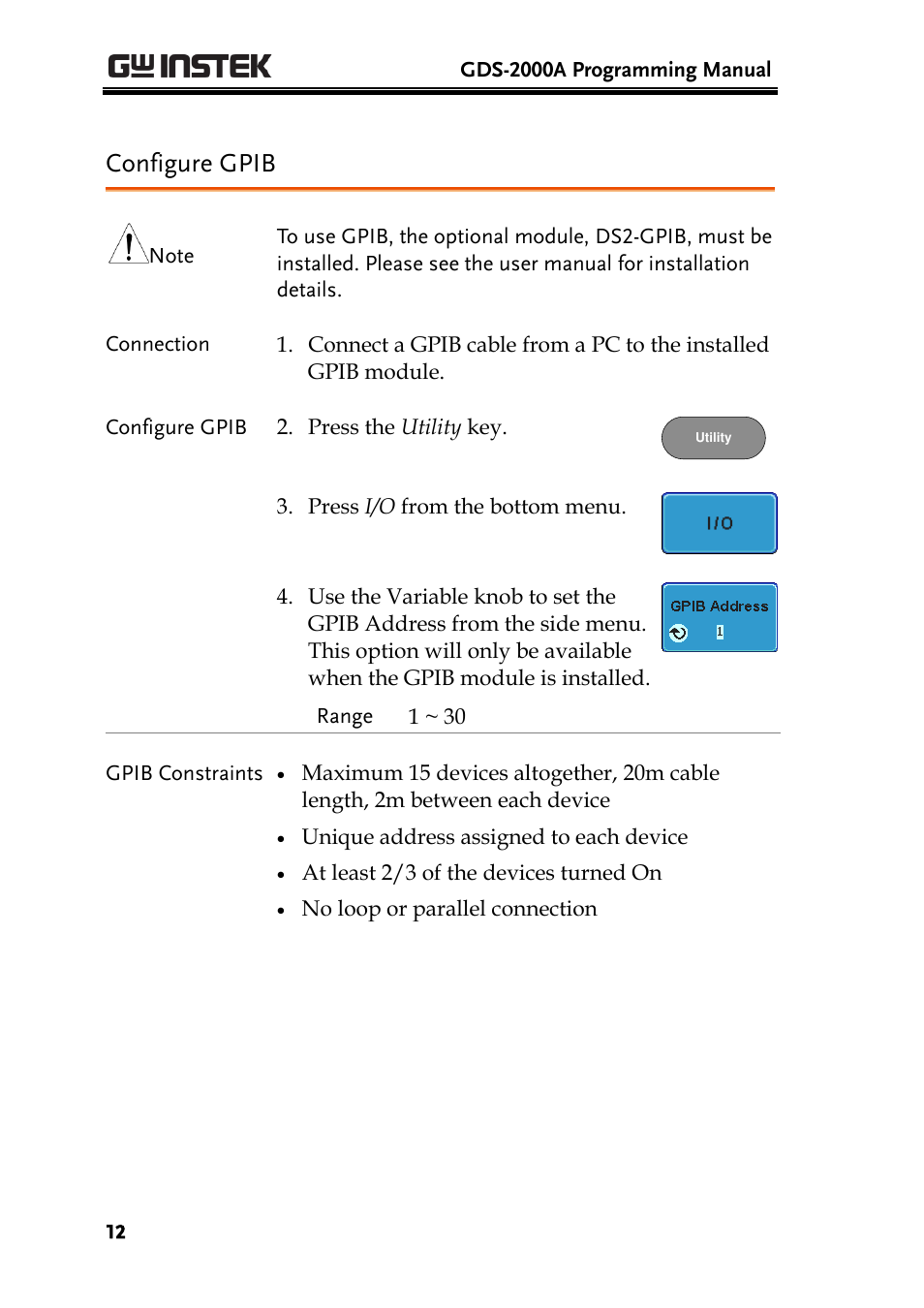 Configure gpib | GW Instek GDS-2000A series Programming Manual User Manual | Page 12 / 272