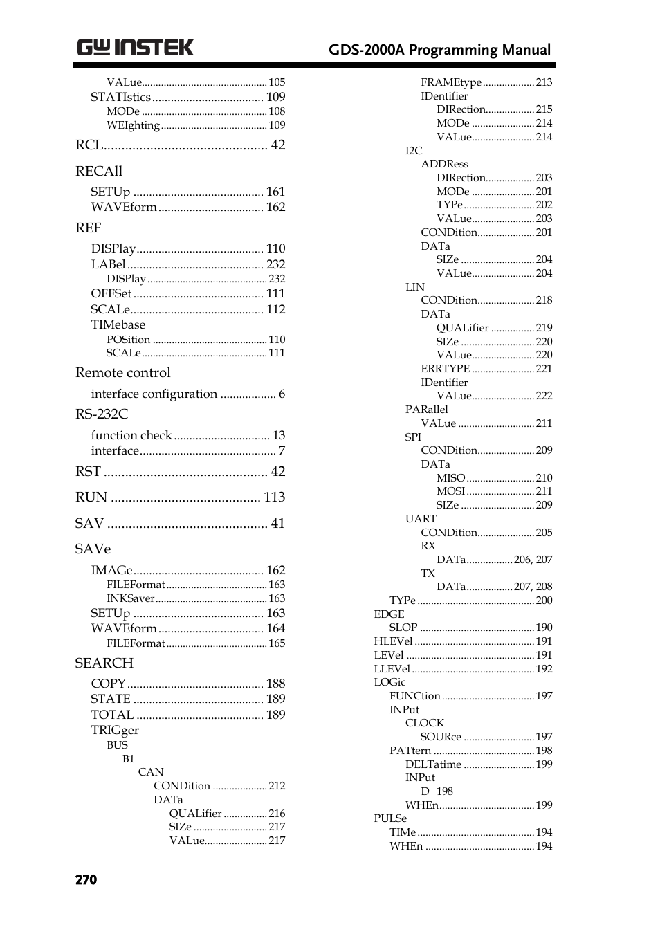 Gds-2000a programming manual | GW Instek GDS-2000A series Programming Manual User Manual | Page 270 / 272