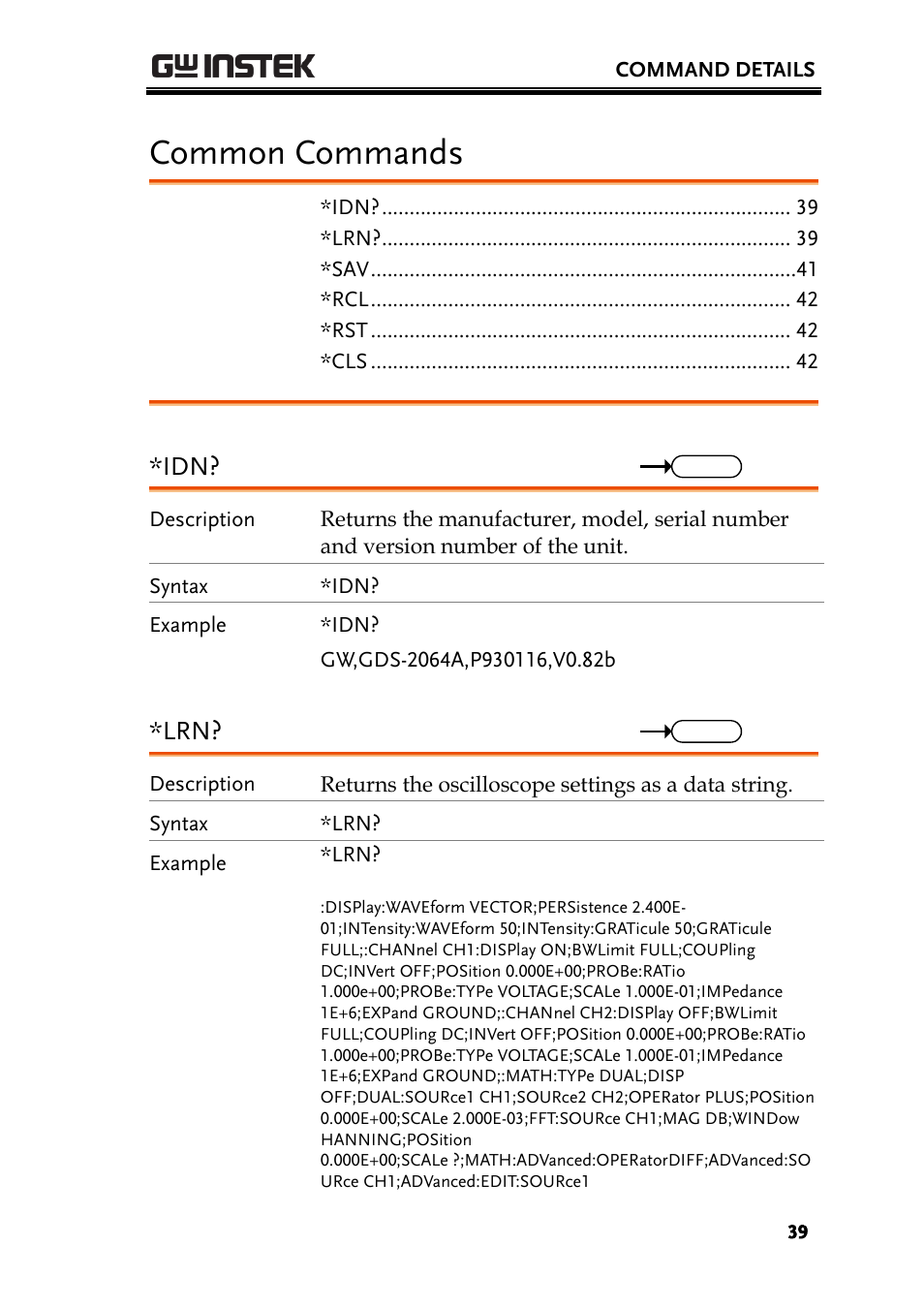 Common commands | GW Instek GDS-2000A series Programming Manual User Manual | Page 39 / 272