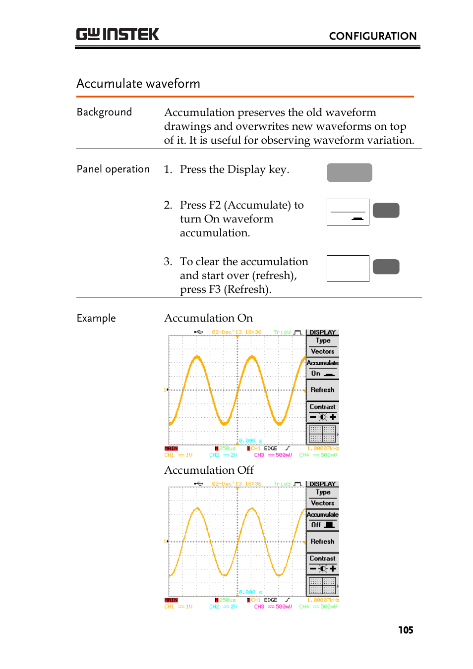 Accumulate waveform | GW Instek GBS-1000 Series User Manual User Manual | Page 105 / 187