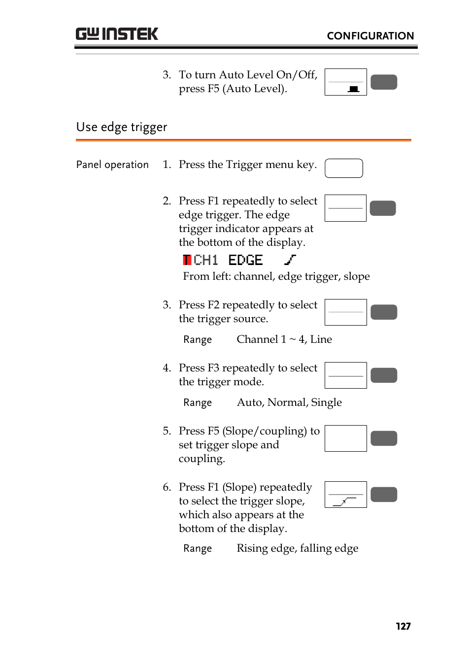 Use edge trigger | GW Instek GBS-1000 Series User Manual User Manual | Page 127 / 187