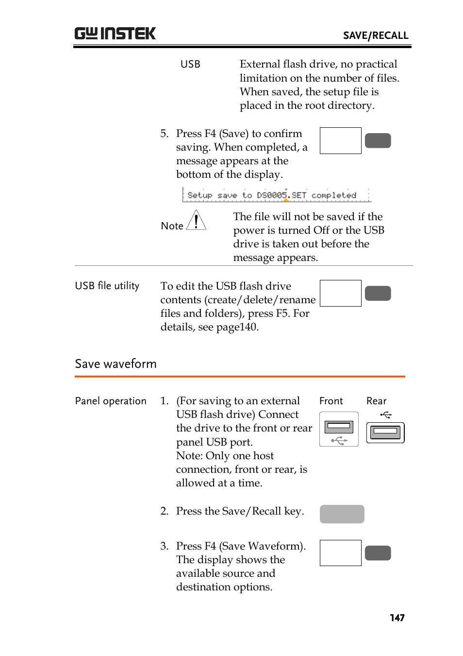 Save waveform | GW Instek GBS-1000 Series User Manual User Manual | Page 147 / 187