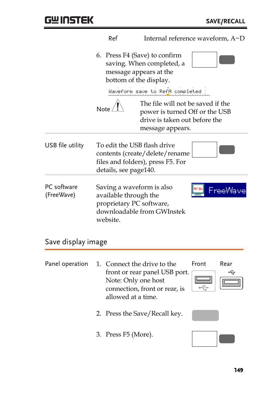 Save display image | GW Instek GBS-1000 Series User Manual User Manual | Page 149 / 187