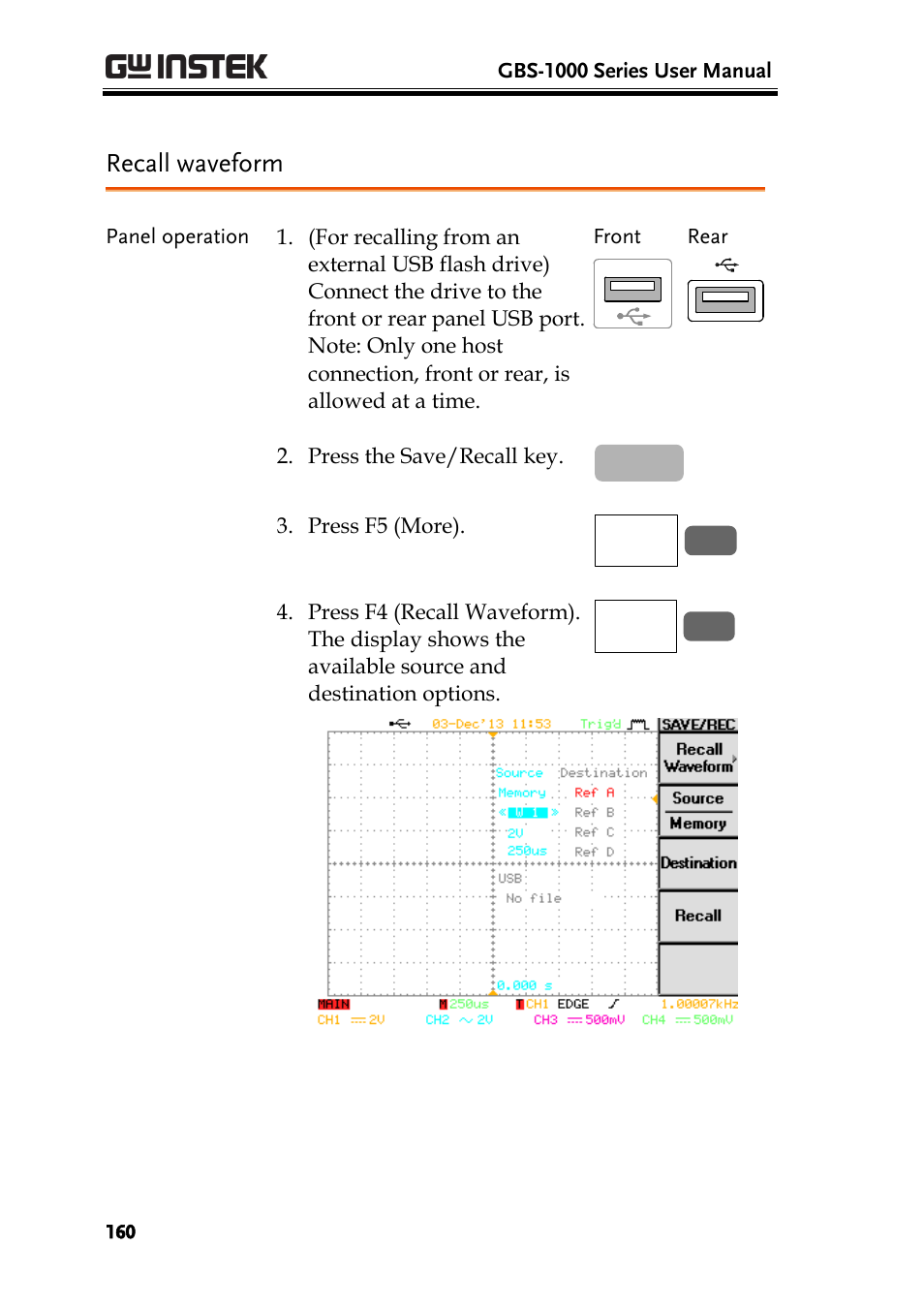 Recall waveform | GW Instek GBS-1000 Series User Manual User Manual | Page 160 / 187