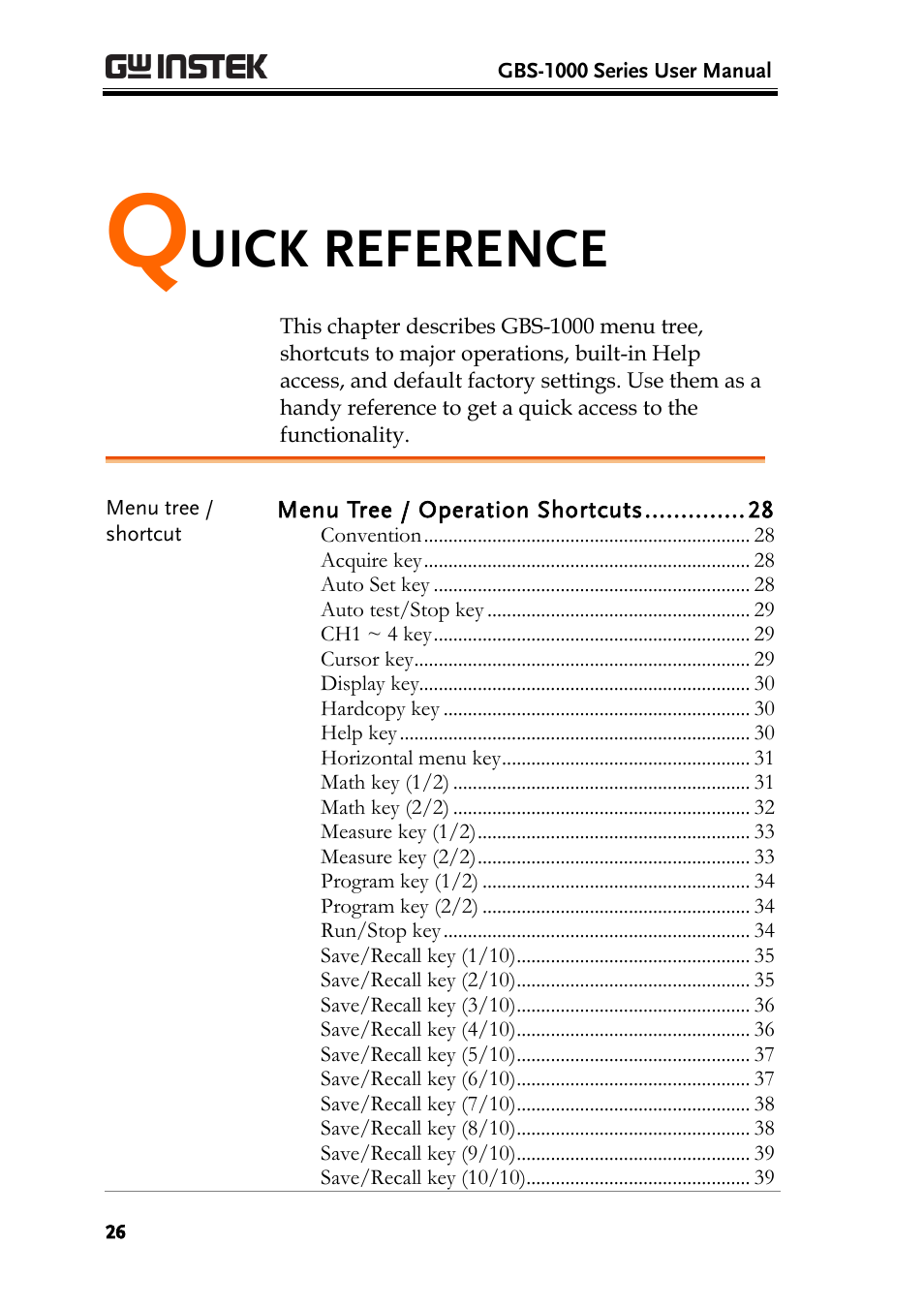 Quick reference, Uick reference | GW Instek GBS-1000 Series User Manual User Manual | Page 26 / 187