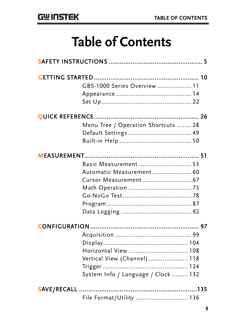 GW Instek GBS-1000 Series User Manual User Manual | Page 3 / 187