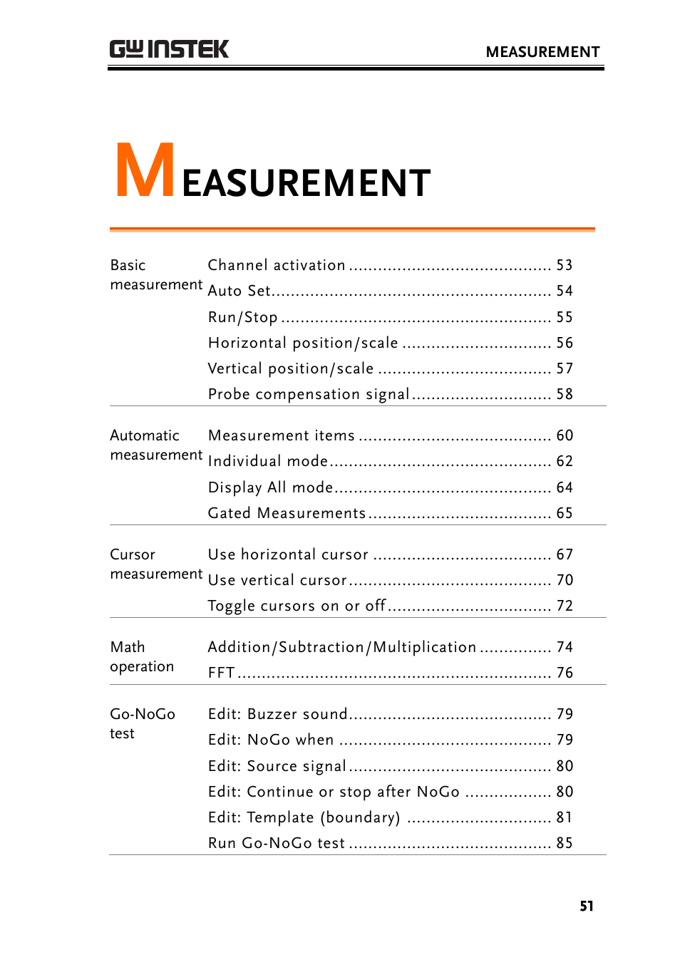 Measurement, Easurement | GW Instek GBS-1000 Series User Manual User Manual | Page 51 / 187