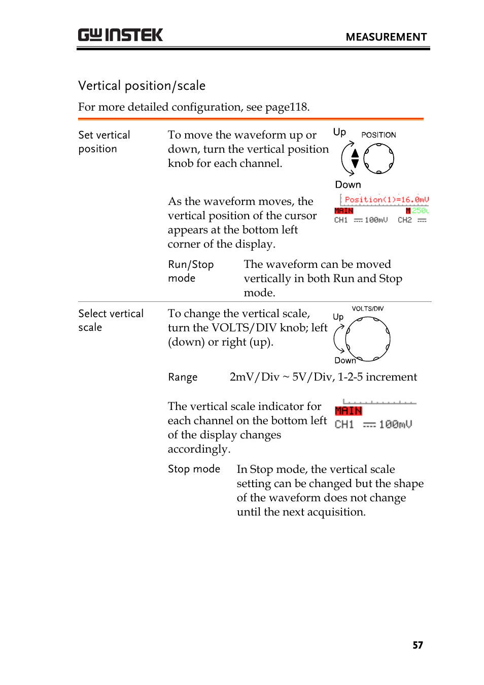 Vertical position/scale, 57 probe compensation signal | GW Instek GBS-1000 Series User Manual User Manual | Page 57 / 187