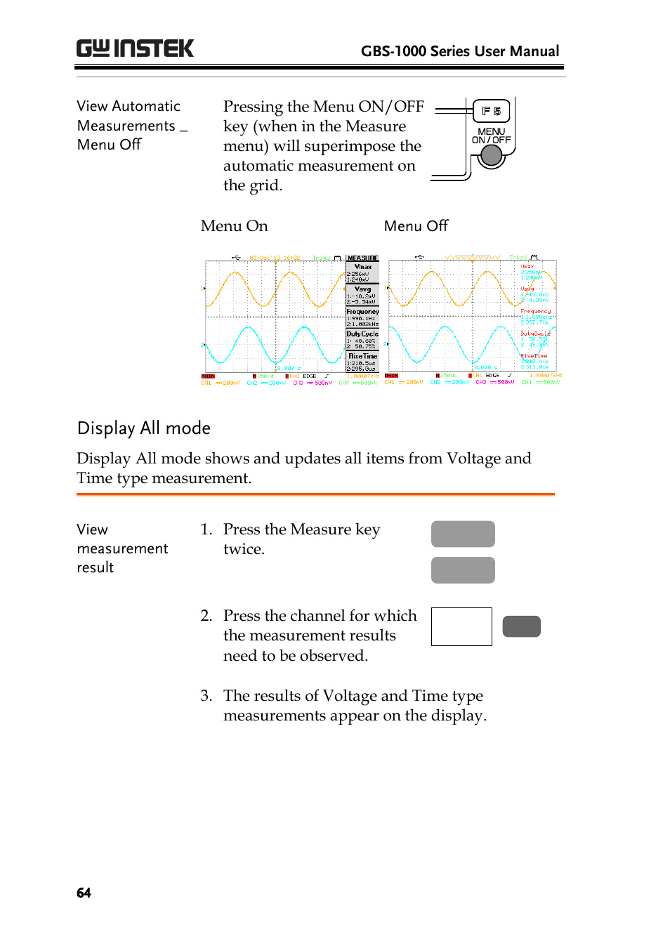 Display all mode | GW Instek GBS-1000 Series User Manual User Manual | Page 64 / 187