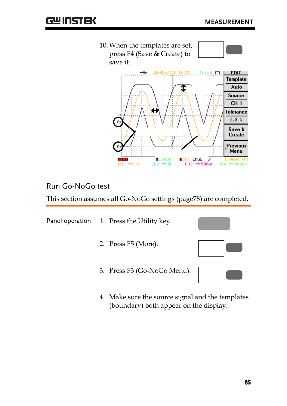 Run go-nogo test | GW Instek GBS-1000 Series User Manual User Manual | Page 85 / 187