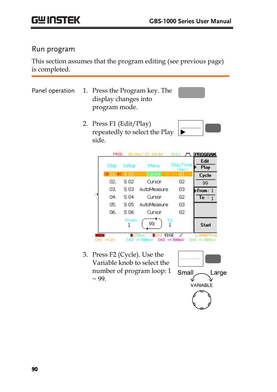 Run program | GW Instek GBS-1000 Series User Manual User Manual | Page 90 / 187