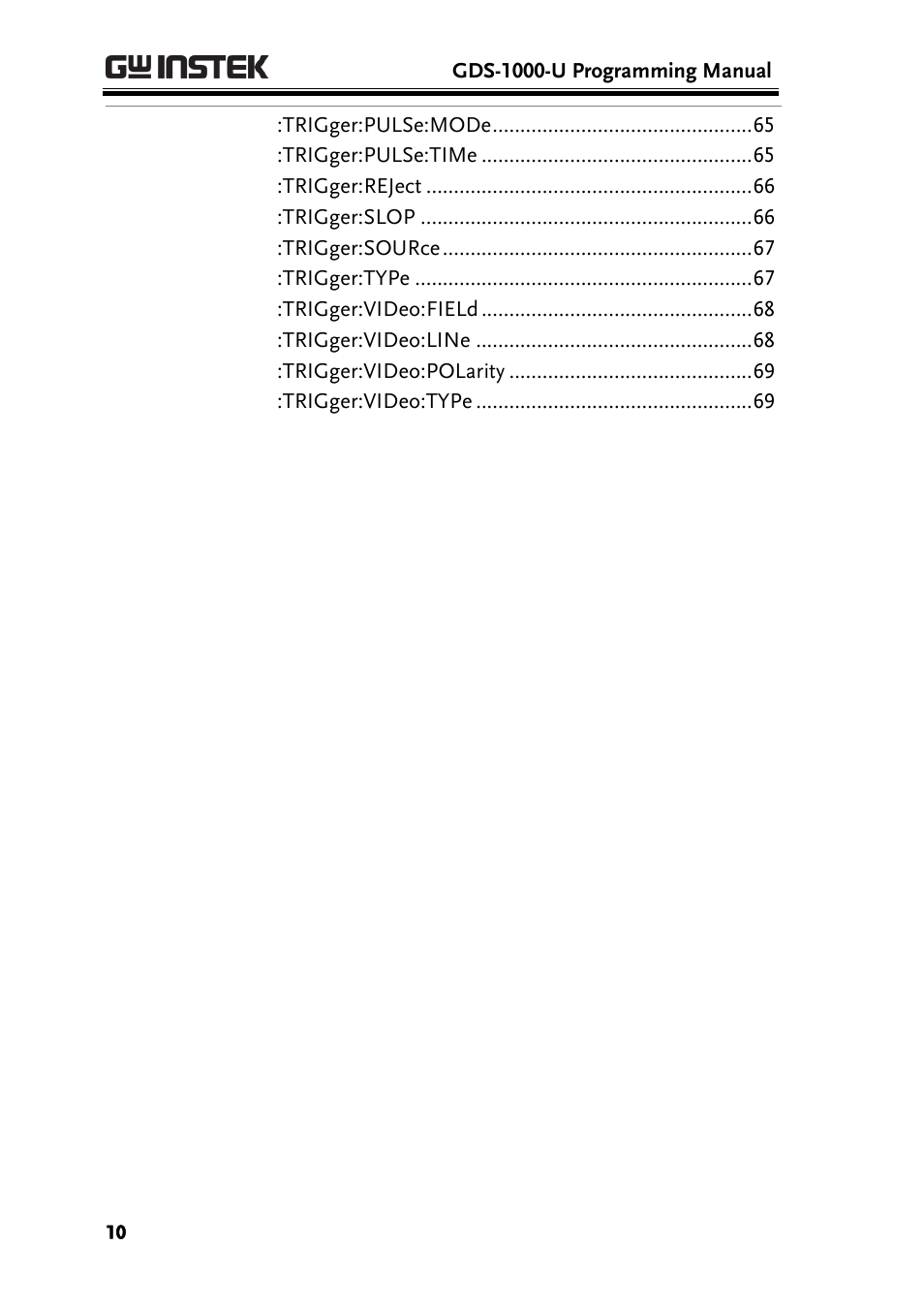 GW Instek GDS-1000-U Series Programming Manual User Manual | Page 10 / 70