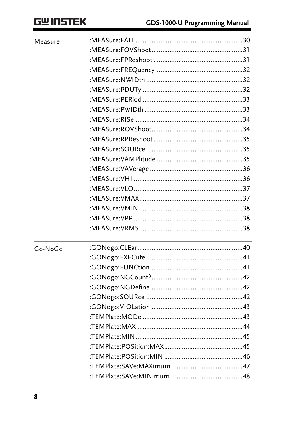 GW Instek GDS-1000-U Series Programming Manual User Manual | Page 8 / 70