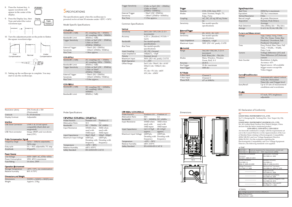 GW Instek GDS-1000-U Series Quick start guide User Manual | Page 2 / 2