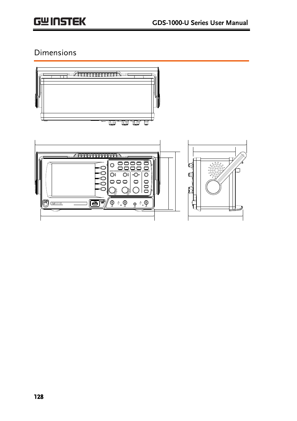 Dimensions, Gds-1000-u series user manual | GW Instek GDS-1000-U Series User Manual User Manual | Page 128 / 133