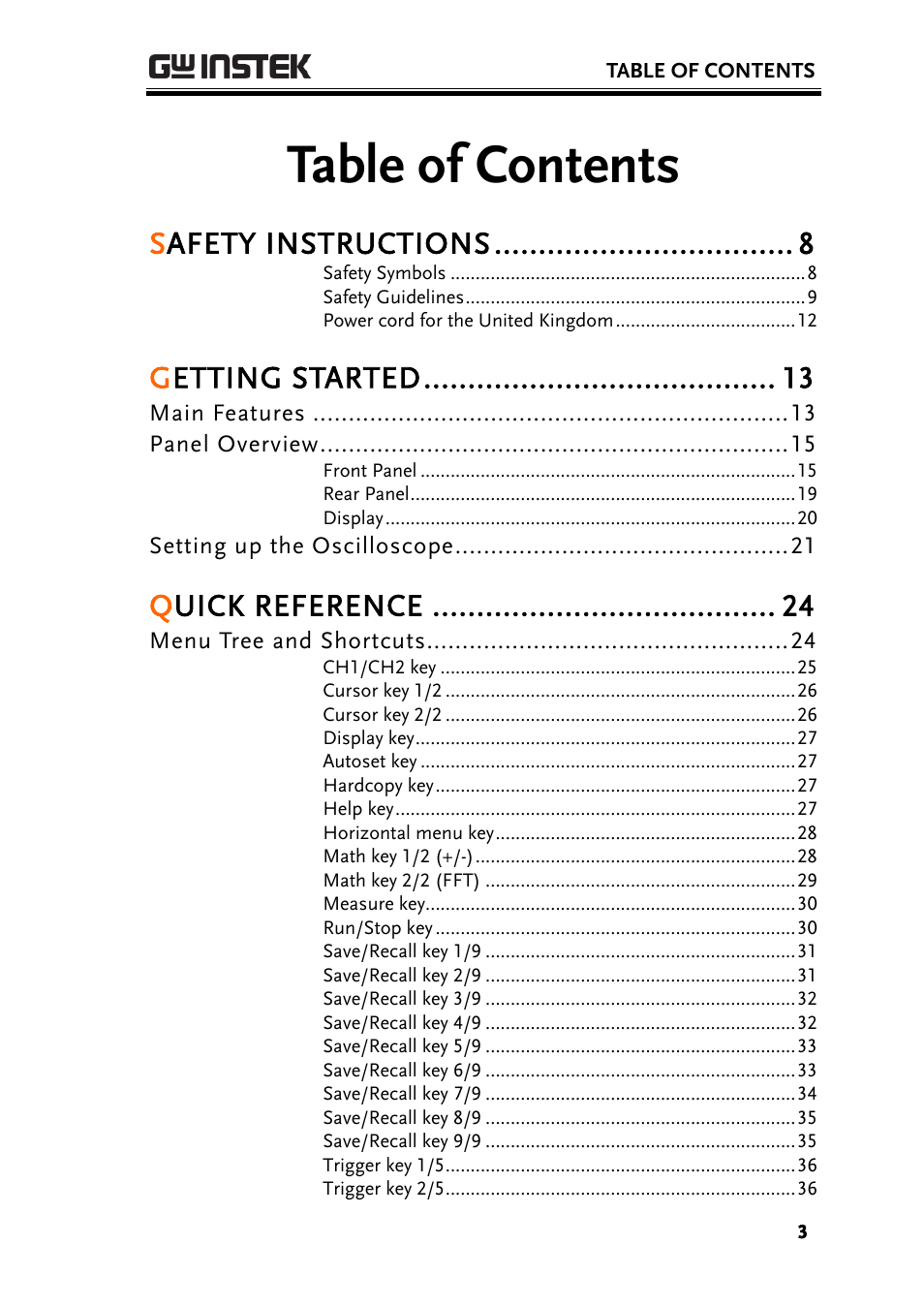 GW Instek GDS-1000-U Series User Manual User Manual | Page 3 / 133