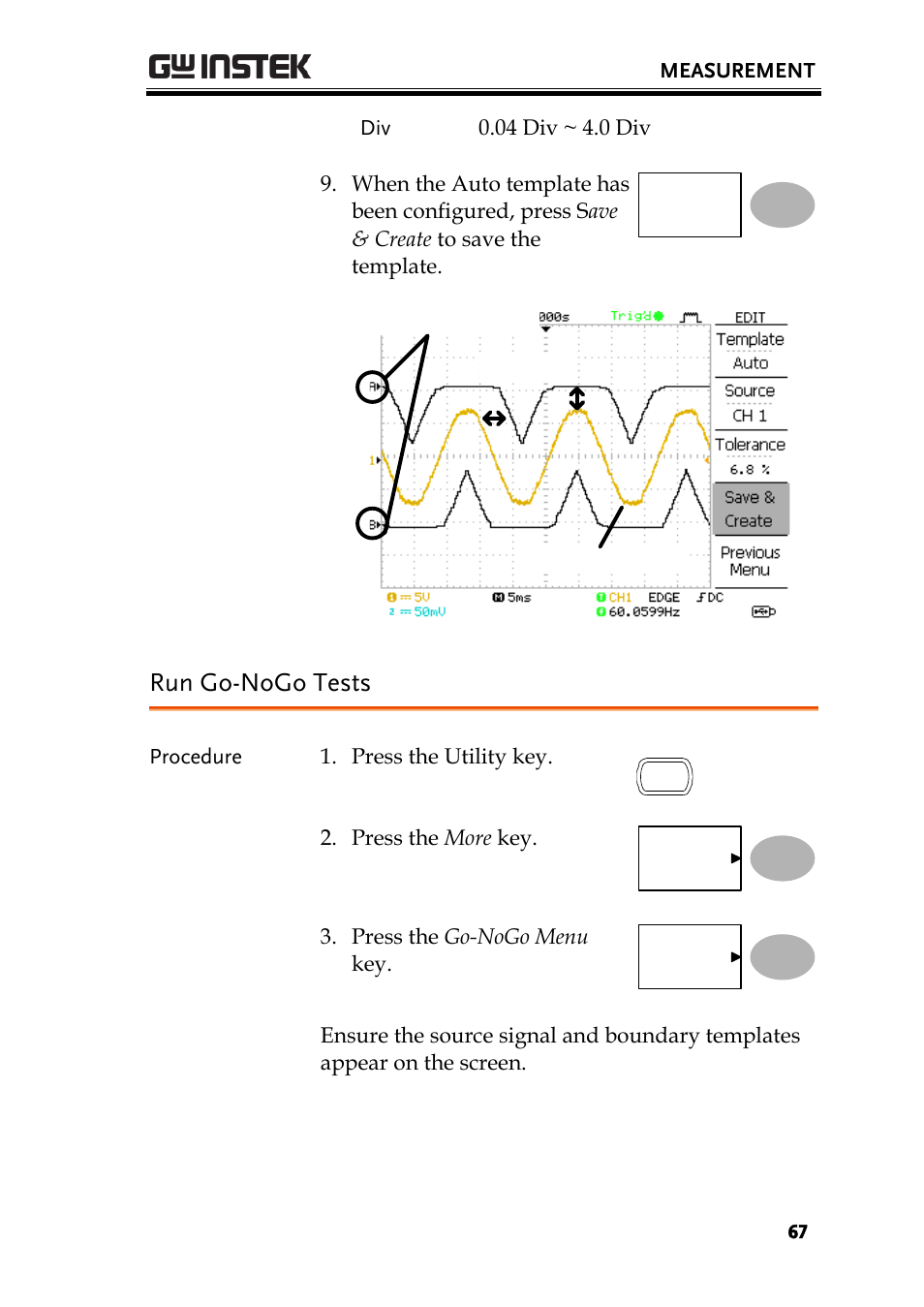Run go-nogo tests | GW Instek GDS-1000-U Series User Manual User Manual | Page 67 / 133