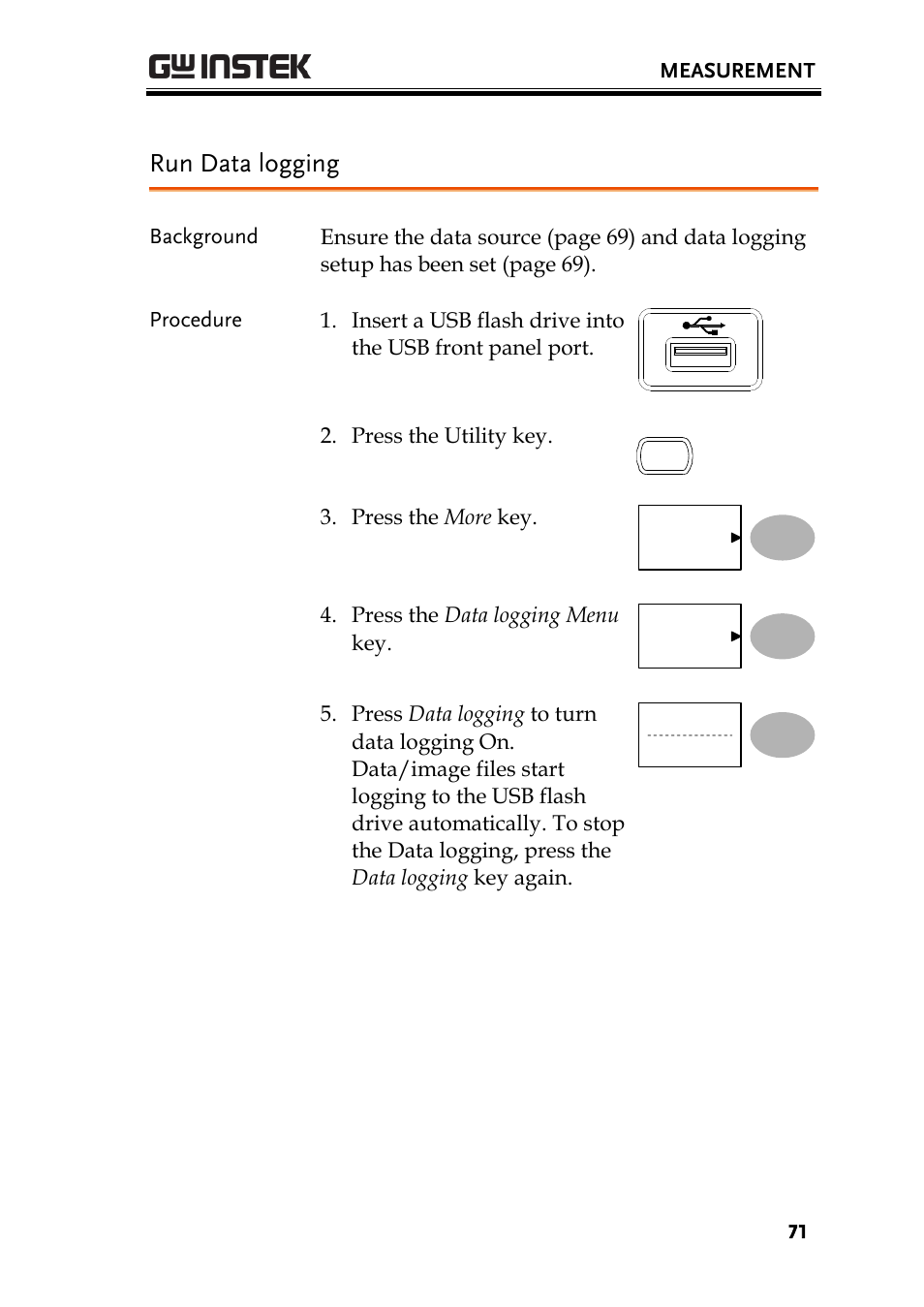 Run data logging | GW Instek GDS-1000-U Series User Manual User Manual | Page 71 / 133