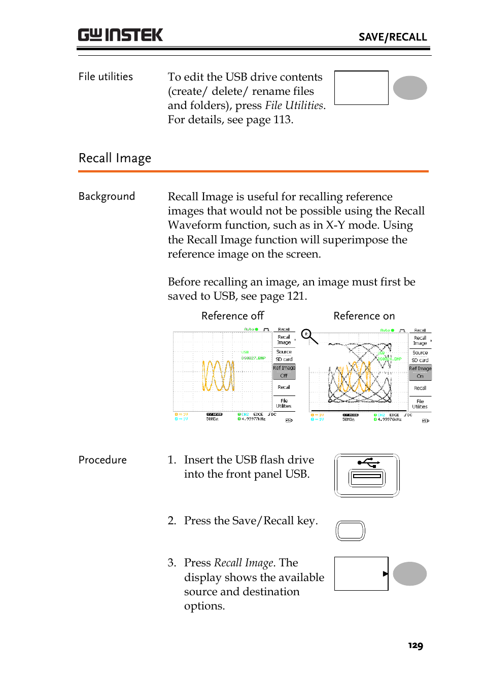 Recall image | GW Instek GDS-1000A-U Series User Manual User Manual | Page 129 / 148