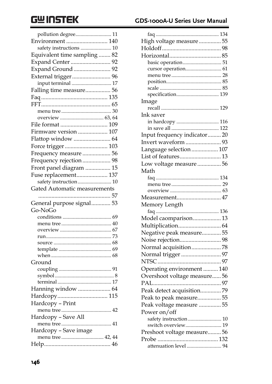 GW Instek GDS-1000A-U Series User Manual User Manual | Page 146 / 148