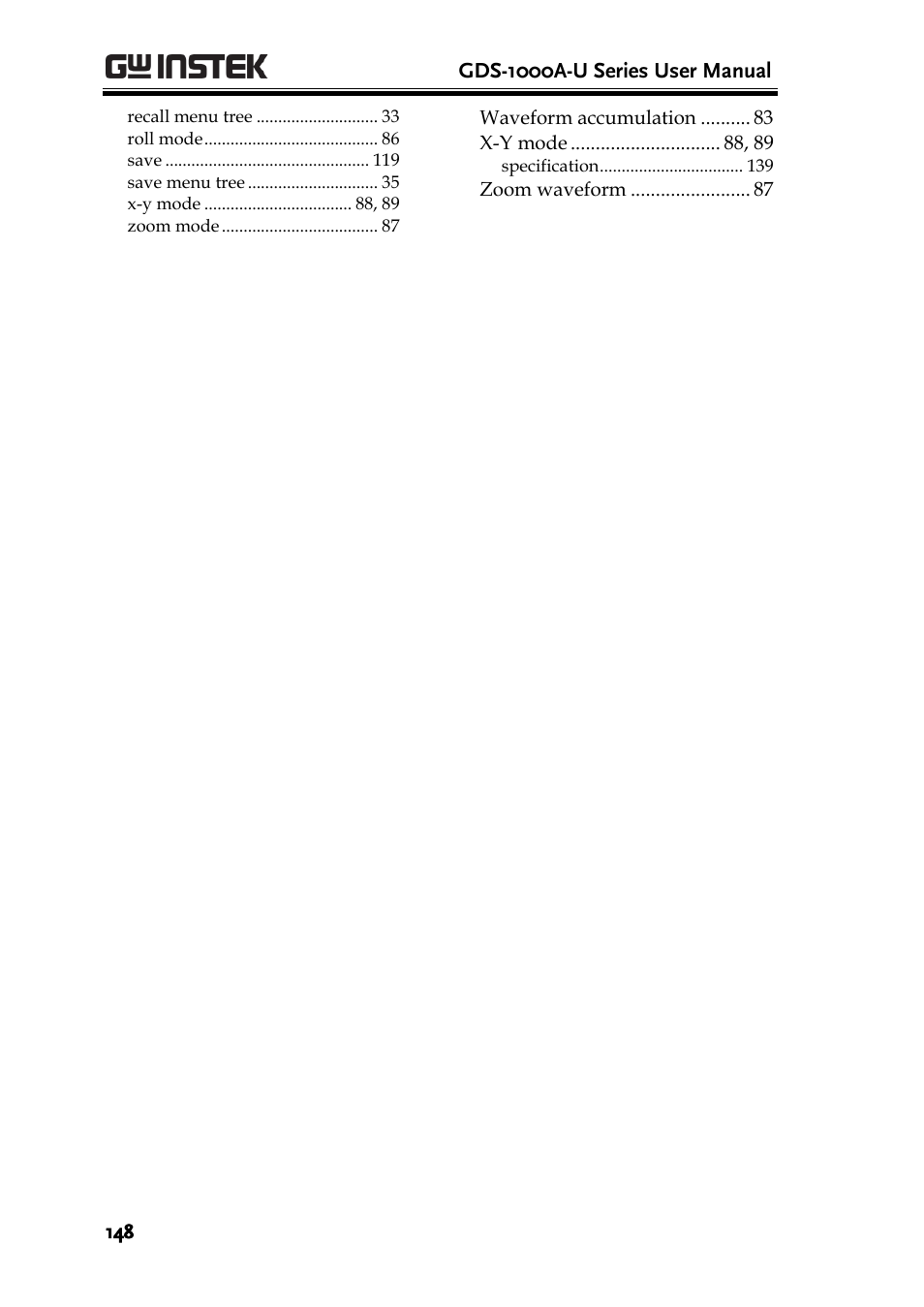 GW Instek GDS-1000A-U Series User Manual User Manual | Page 148 / 148