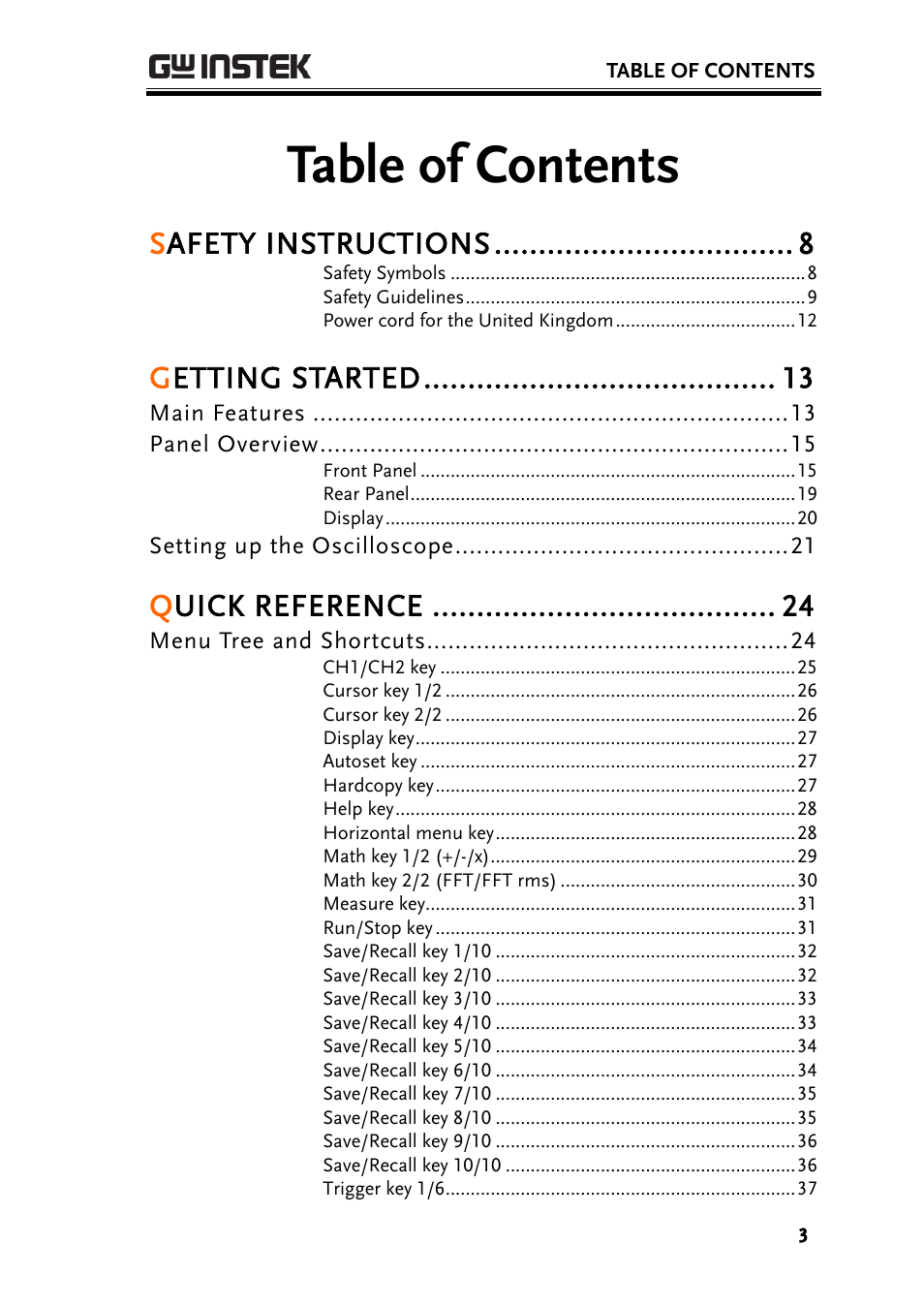 GW Instek GDS-1000A-U Series User Manual User Manual | Page 3 / 148