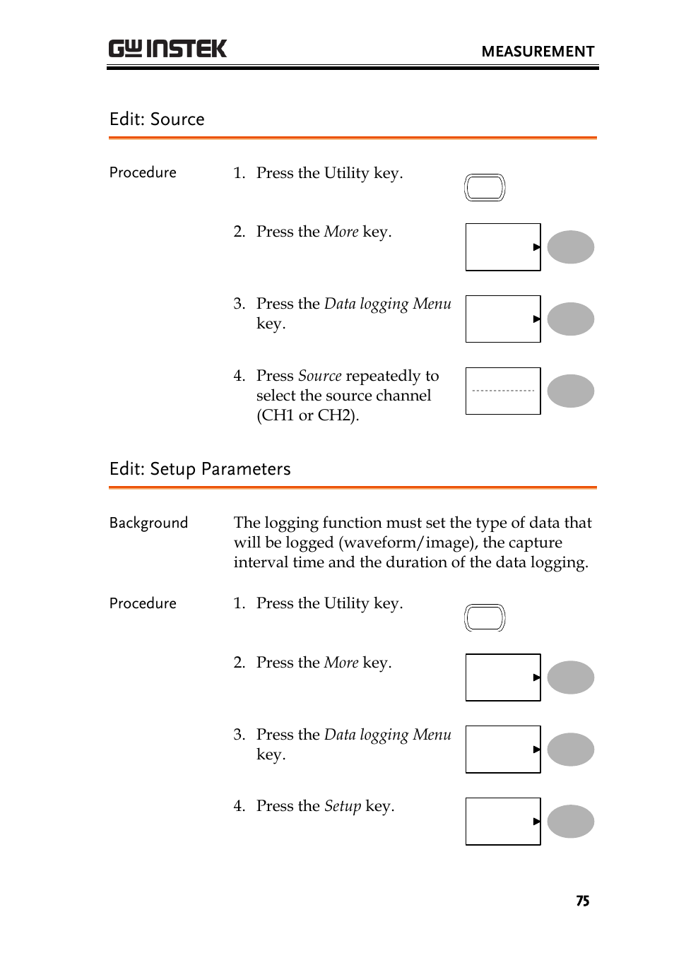 Edit: source, Edit: setup parameters | GW Instek GDS-1000A-U Series User Manual User Manual | Page 75 / 148