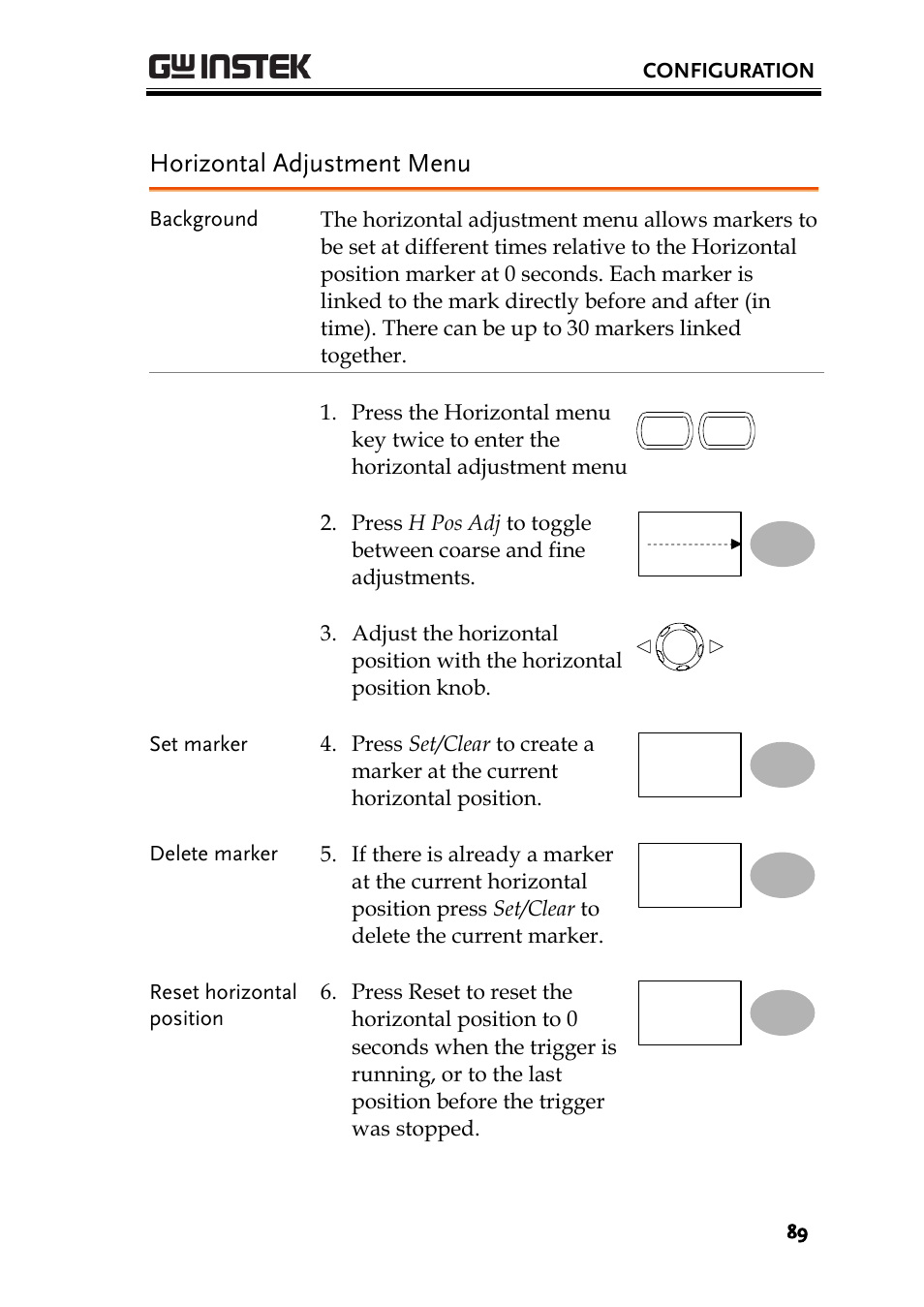 Horizontal adjustment menu | GW Instek GDS-1000A-U Series User Manual User Manual | Page 89 / 148