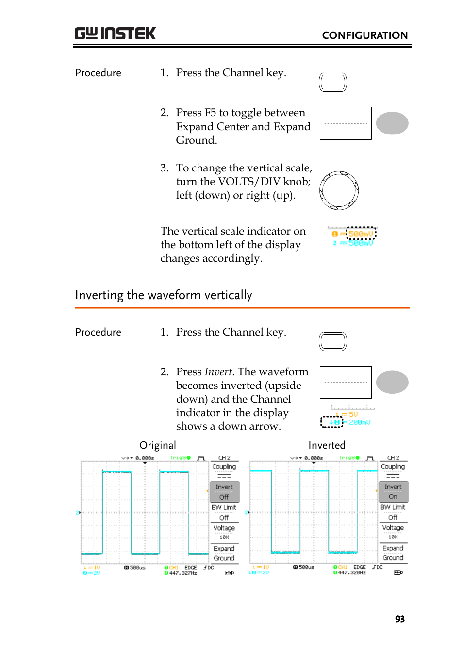 Inverting the waveform vertically | GW Instek GDS-1000A-U Series User Manual User Manual | Page 93 / 148