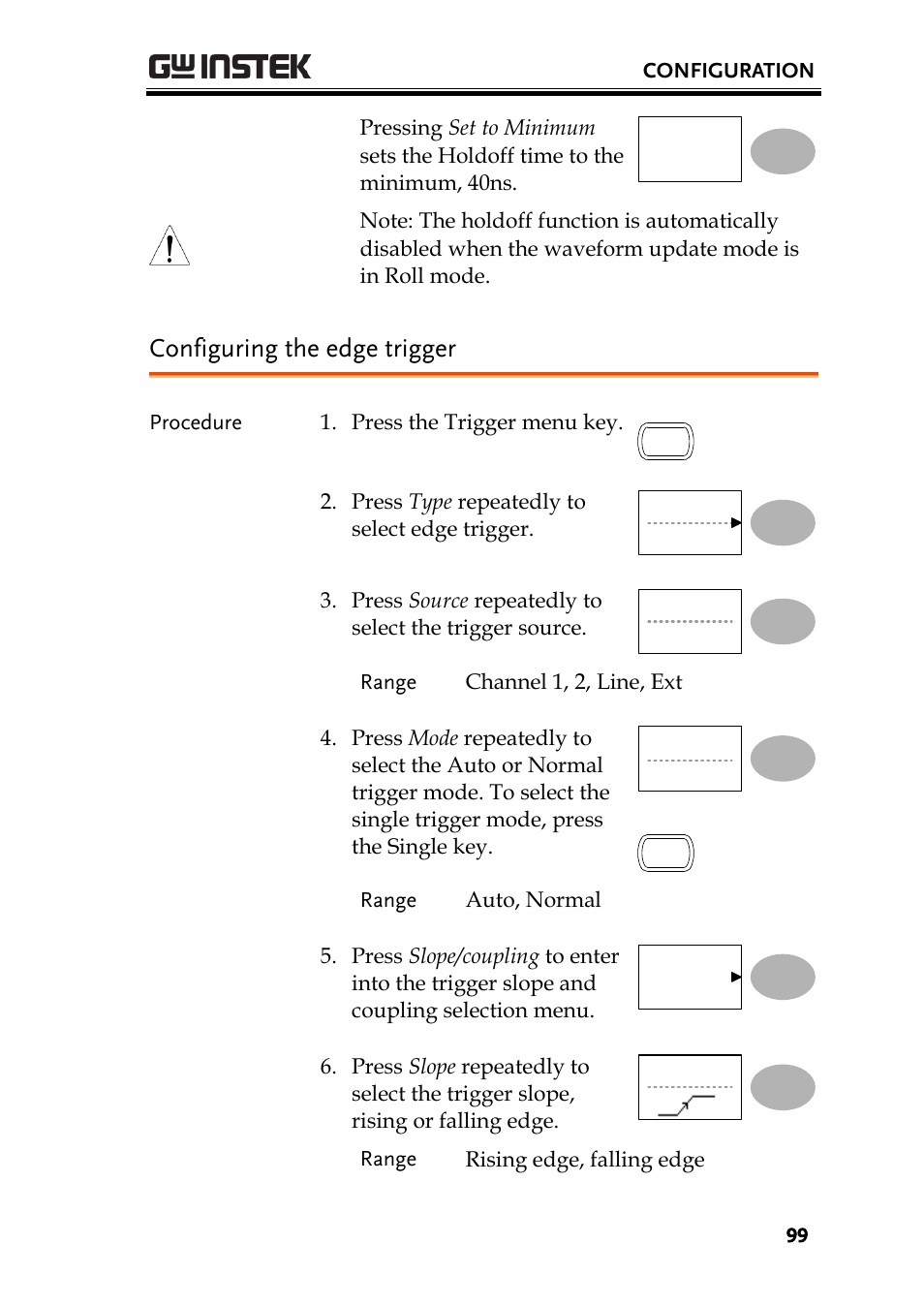 Configuring the edge trigger | GW Instek GDS-1000A-U Series User Manual User Manual | Page 99 / 148