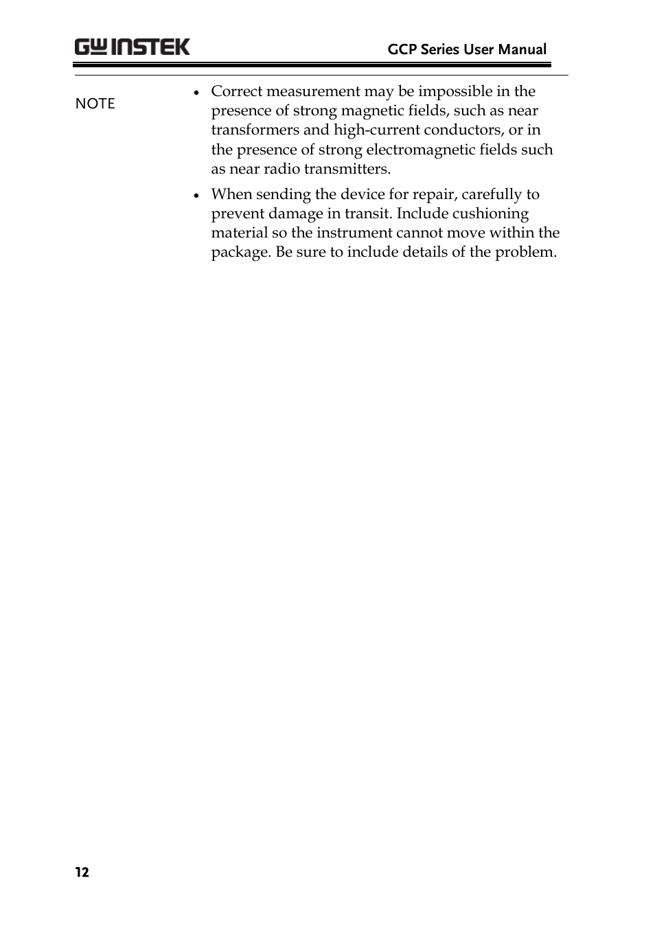 GW Instek GDS-3000 Series GCP-530/1030 current probe User Manual User Manual | Page 12 / 40