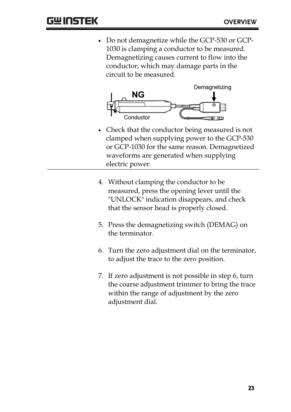 GW Instek GDS-3000 Series GCP-530/1030 current probe User Manual User Manual | Page 23 / 40
