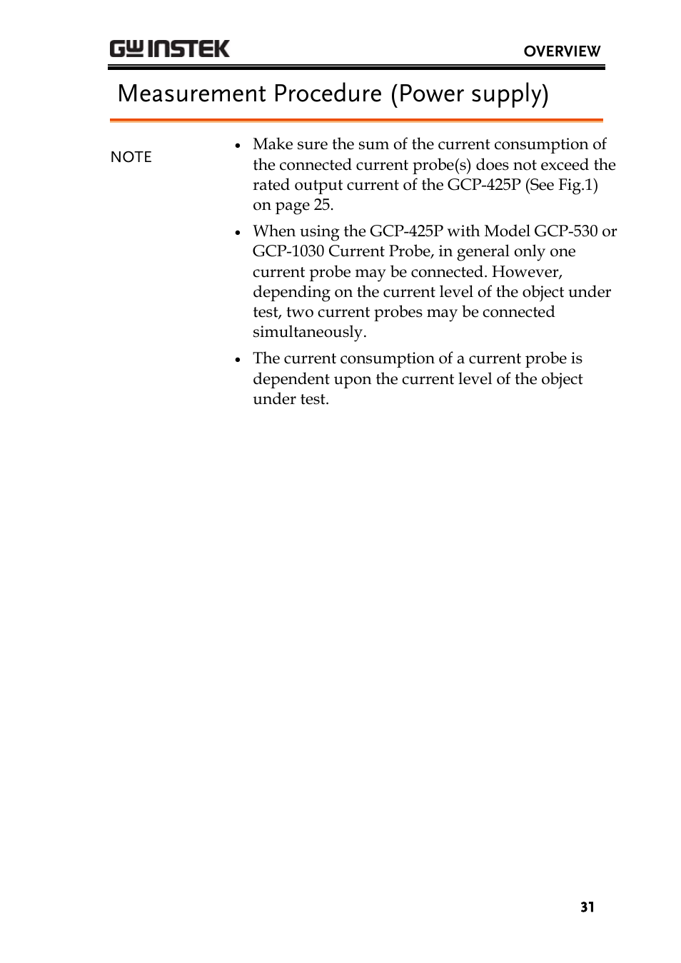 Measurement procedure (power supply) | GW Instek GDS-3000 Series GCP-530/1030 current probe User Manual User Manual | Page 31 / 40