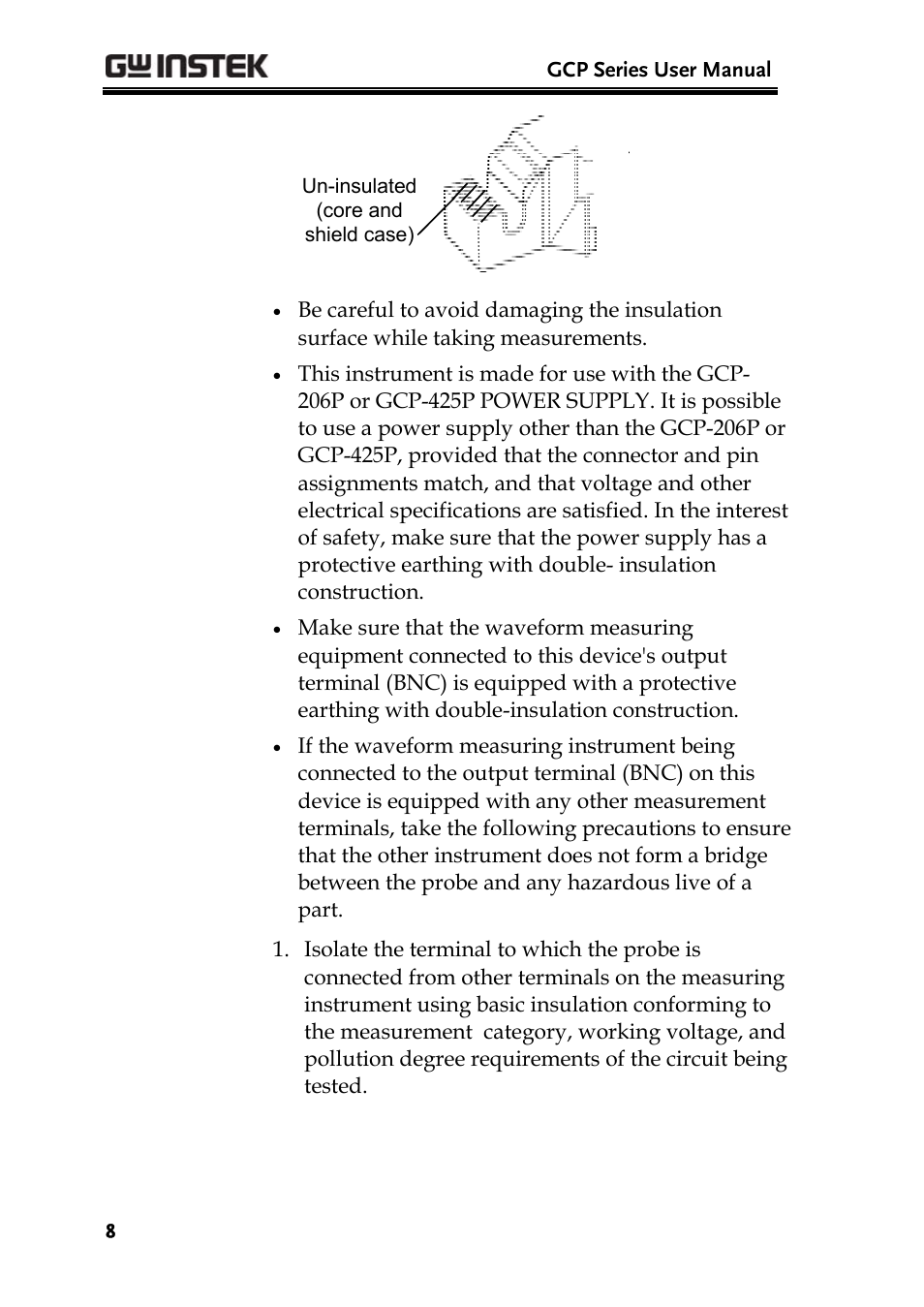 GW Instek GDS-3000 Series GCP-530/1030 current probe User Manual User Manual | Page 8 / 40