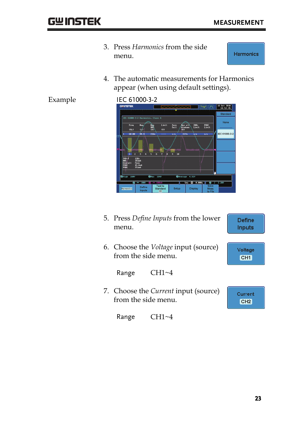 GW Instek GDS-3000 Series DS3-PWR Power analysis manual User Manual | Page 23 / 37