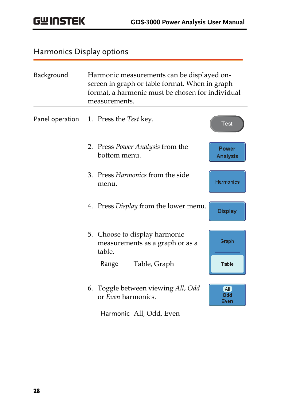 Harmonics display options | GW Instek GDS-3000 Series DS3-PWR Power analysis manual User Manual | Page 28 / 37