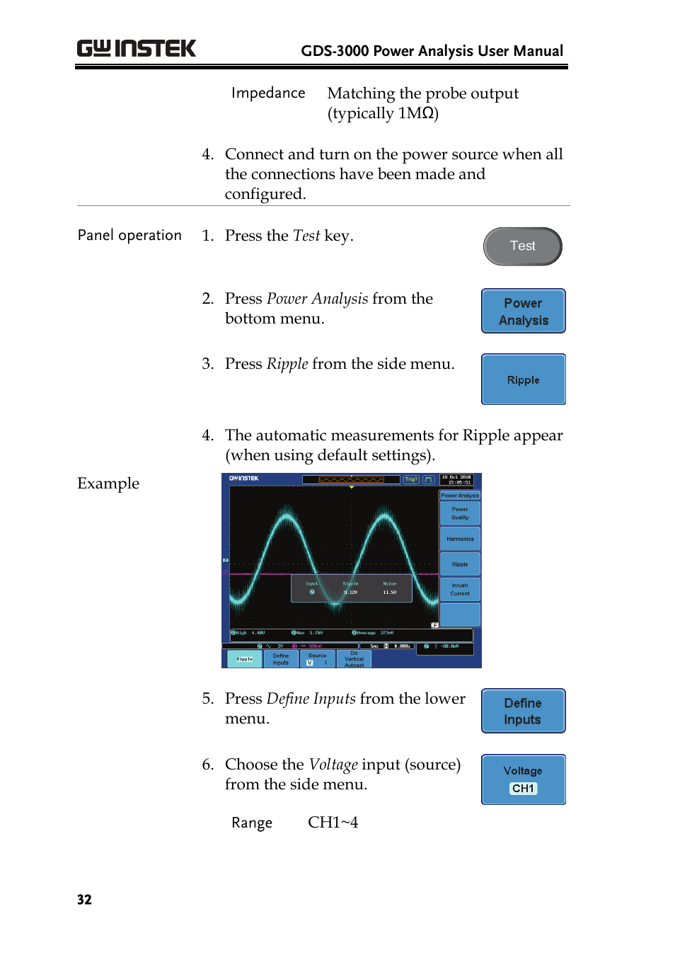 GW Instek GDS-3000 Series DS3-PWR Power analysis manual User Manual | Page 32 / 37