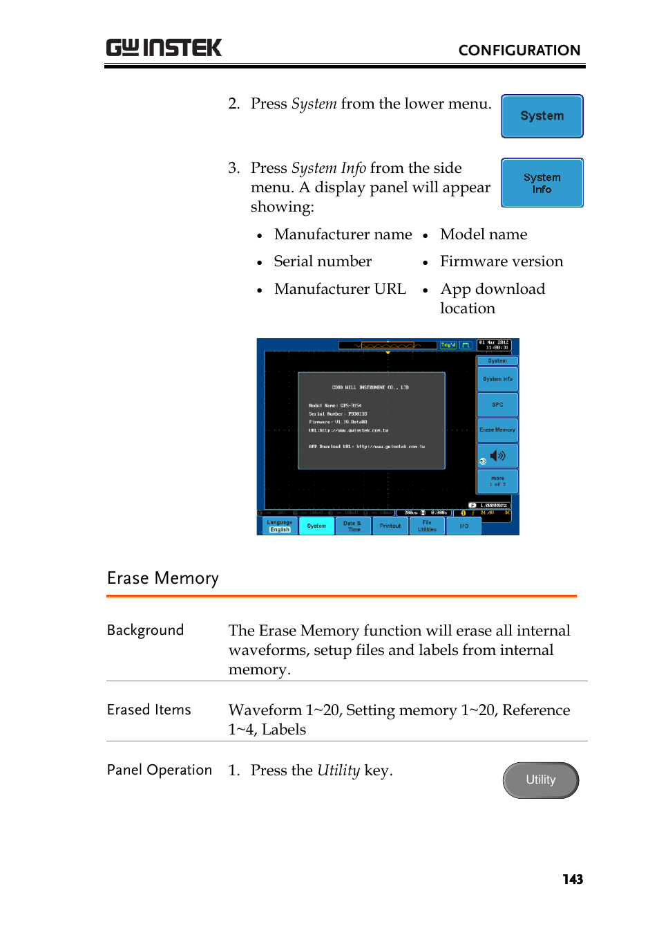 Erase memory | GW Instek GDS-3000 Series User Manual User Manual | Page 143 / 209