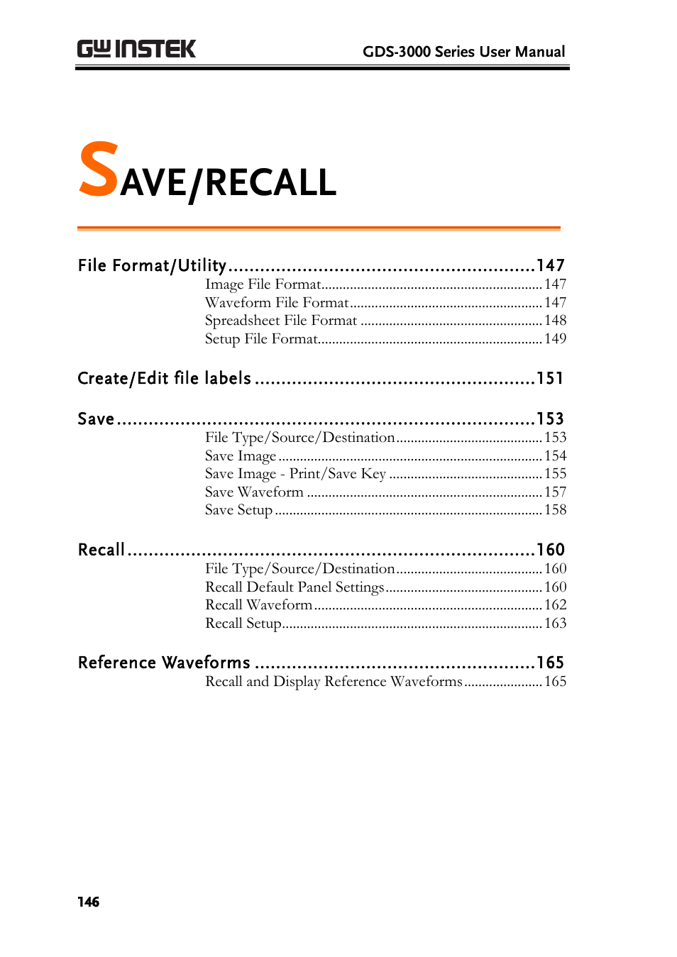 Save/recall, Ave/recall | GW Instek GDS-3000 Series User Manual User Manual | Page 146 / 209