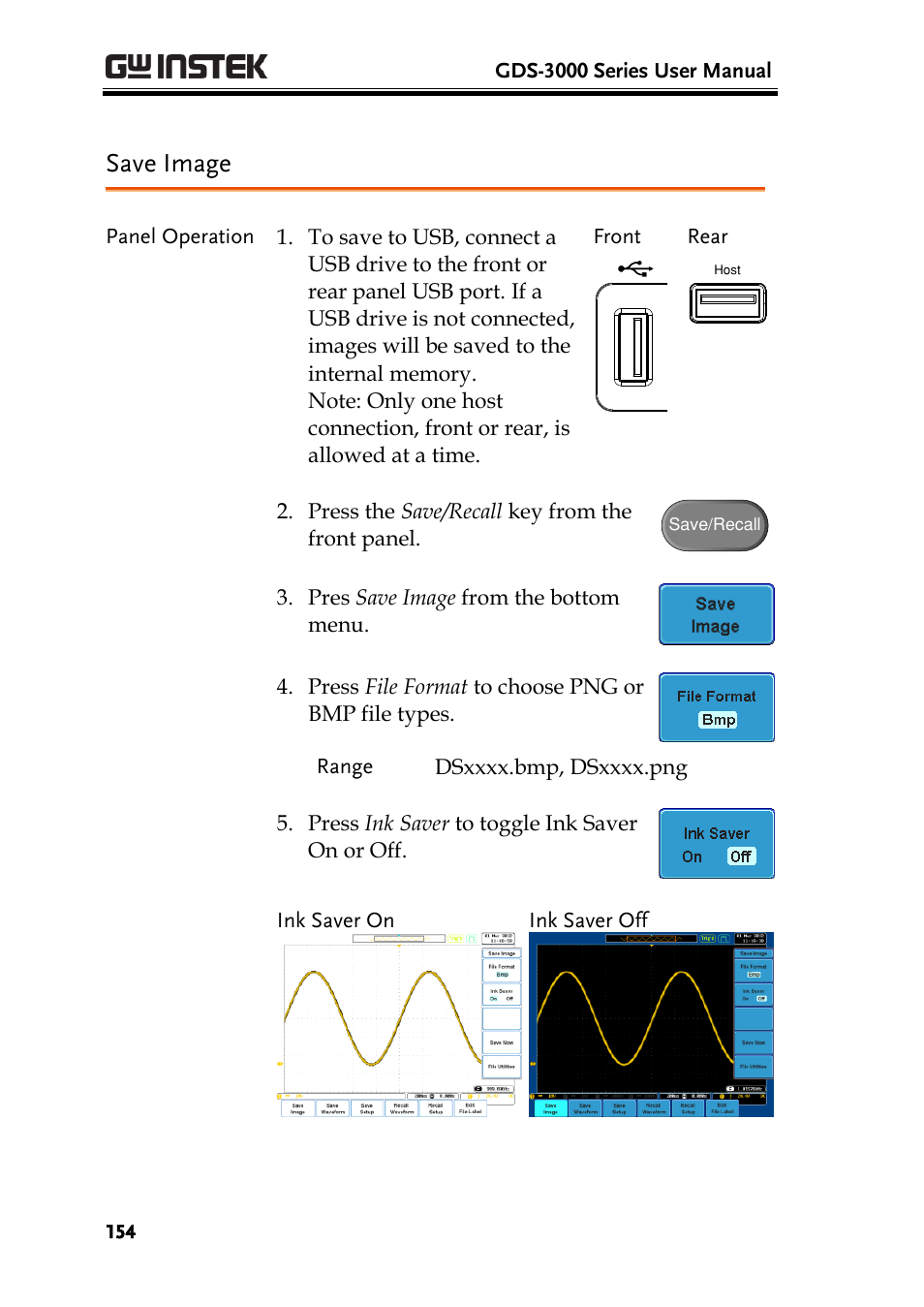 Save image | GW Instek GDS-3000 Series User Manual User Manual | Page 154 / 209
