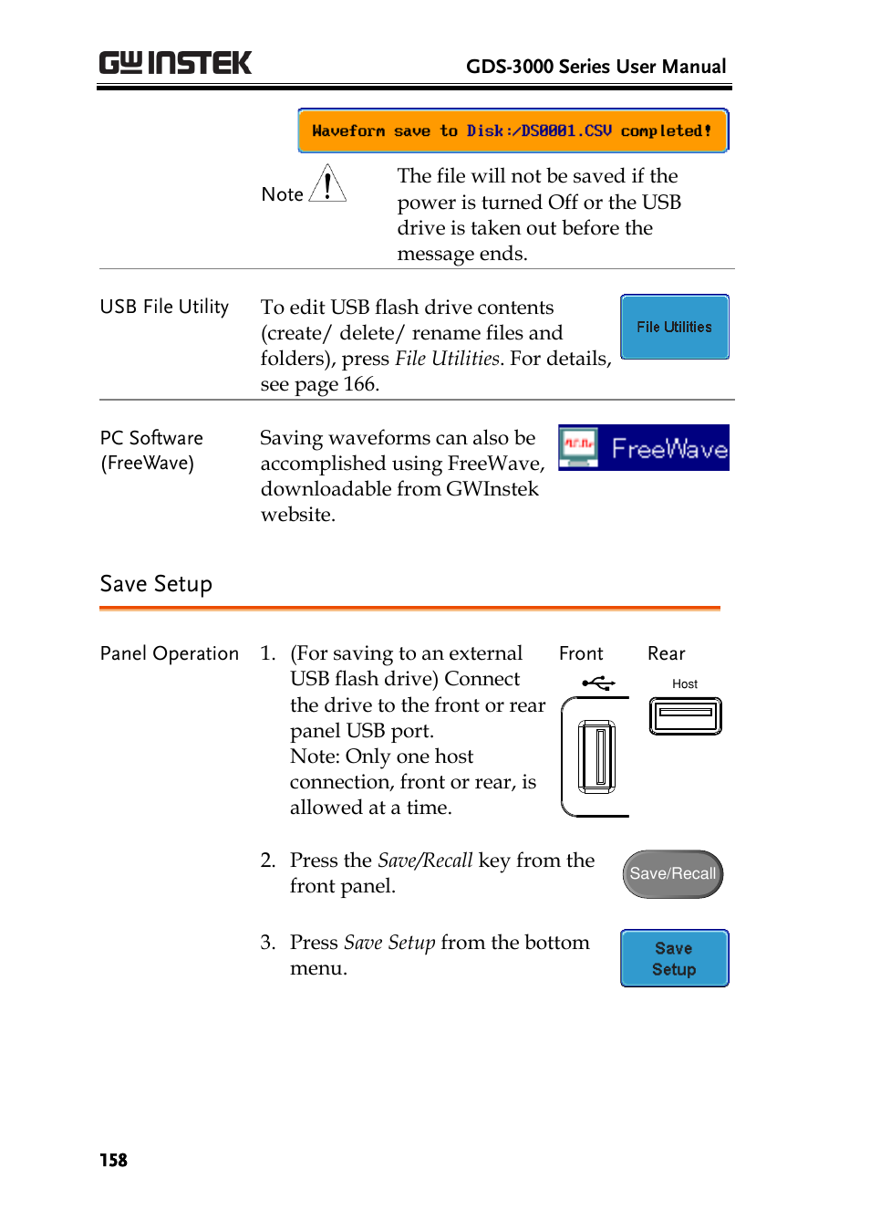 Save setup | GW Instek GDS-3000 Series User Manual User Manual | Page 158 / 209