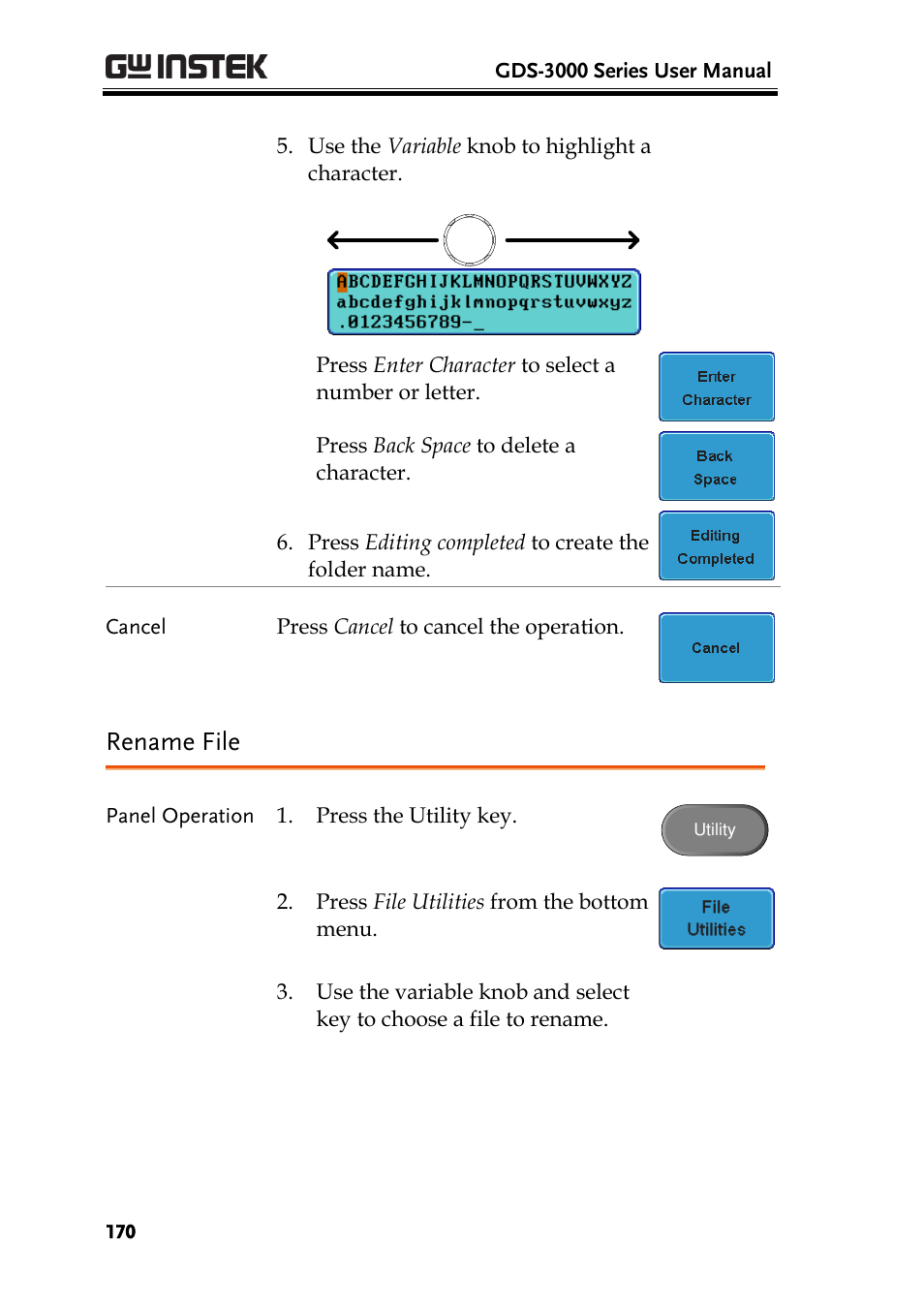 Rename file | GW Instek GDS-3000 Series User Manual User Manual | Page 170 / 209