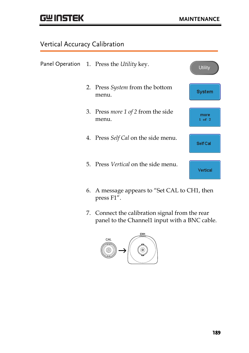 Vertical accuracy calibration | GW Instek GDS-3000 Series User Manual User Manual | Page 189 / 209