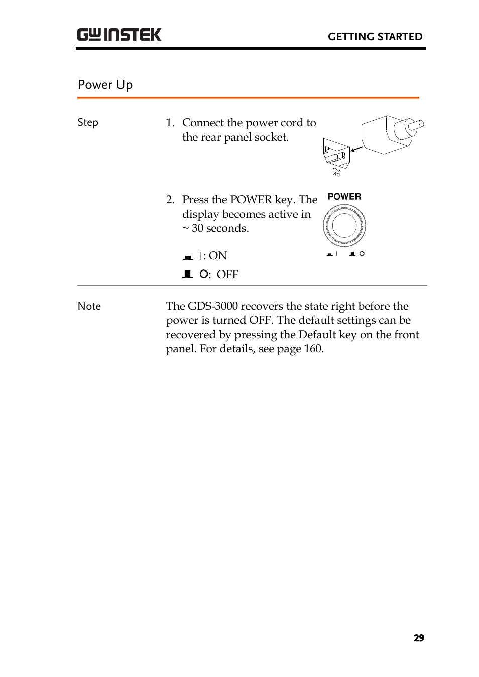 Power up | GW Instek GDS-3000 Series User Manual User Manual | Page 29 / 209