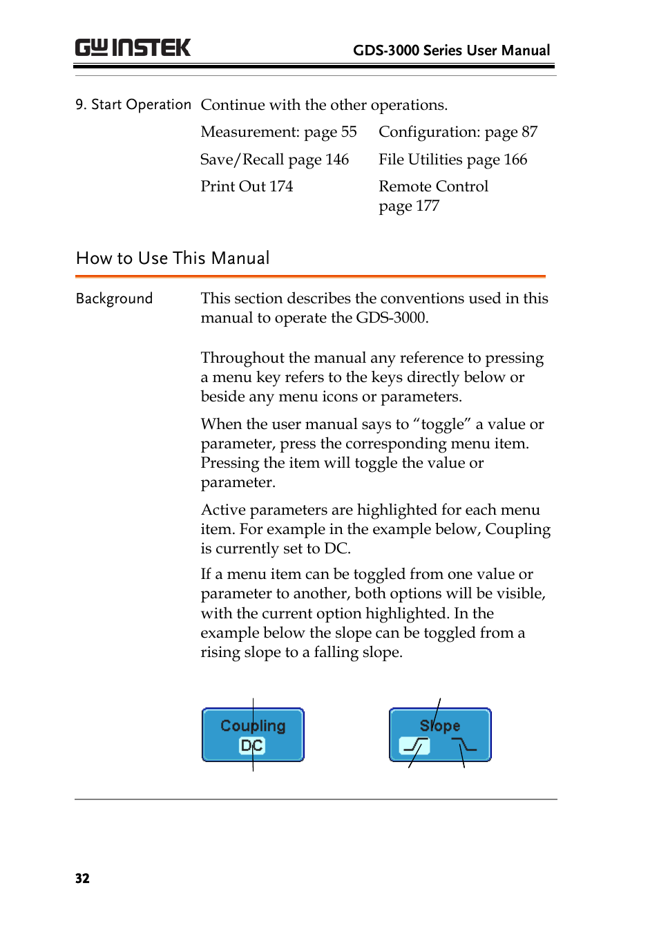 How to use this manual | GW Instek GDS-3000 Series User Manual User Manual | Page 32 / 209