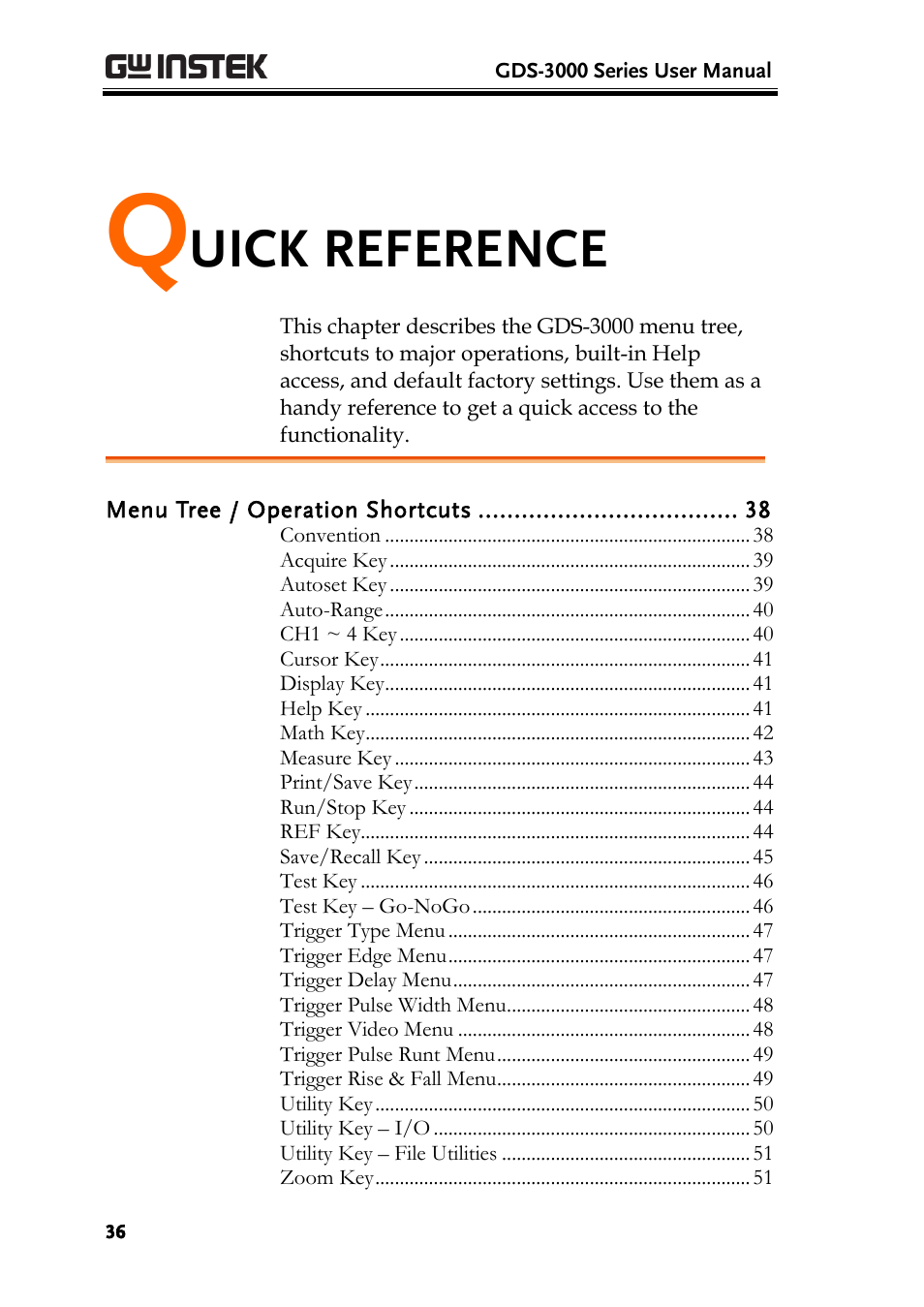 Quick reference, Uick reference | GW Instek GDS-3000 Series User Manual User Manual | Page 36 / 209