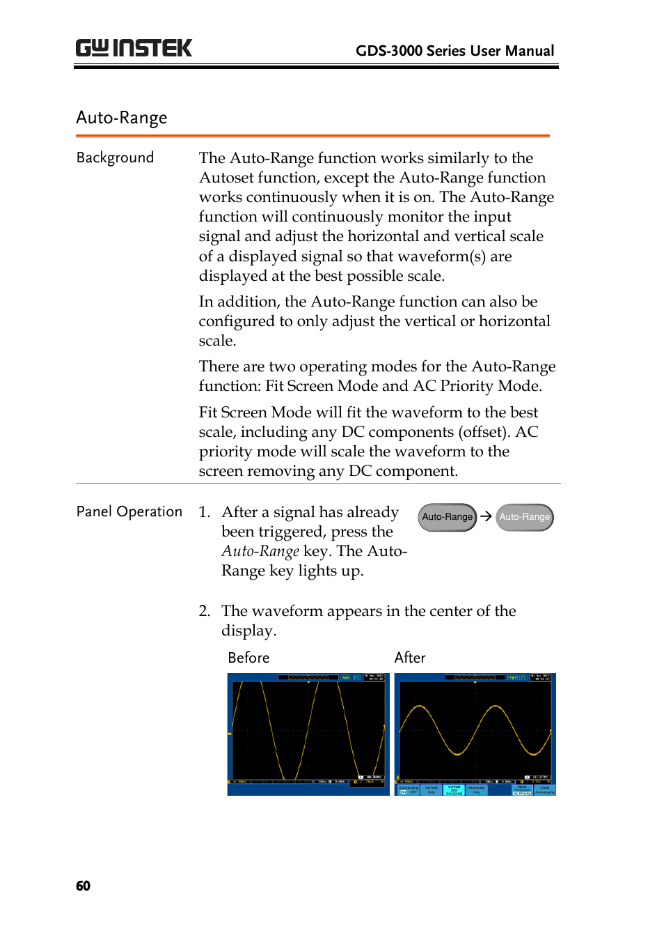 Auto-range | GW Instek GDS-3000 Series User Manual User Manual | Page 60 / 209