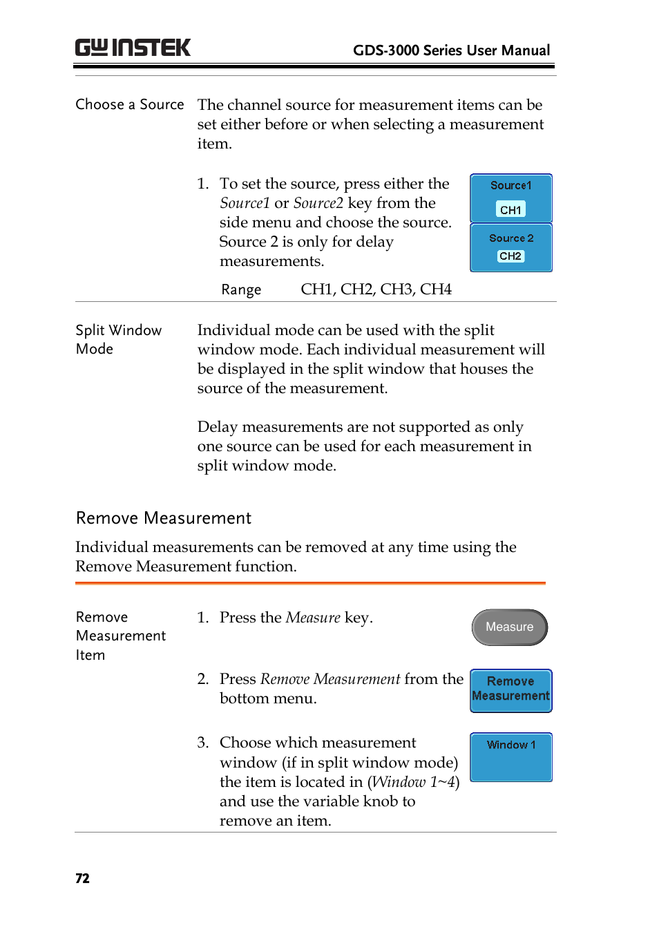 Remove measurement | GW Instek GDS-3000 Series User Manual User Manual | Page 72 / 209