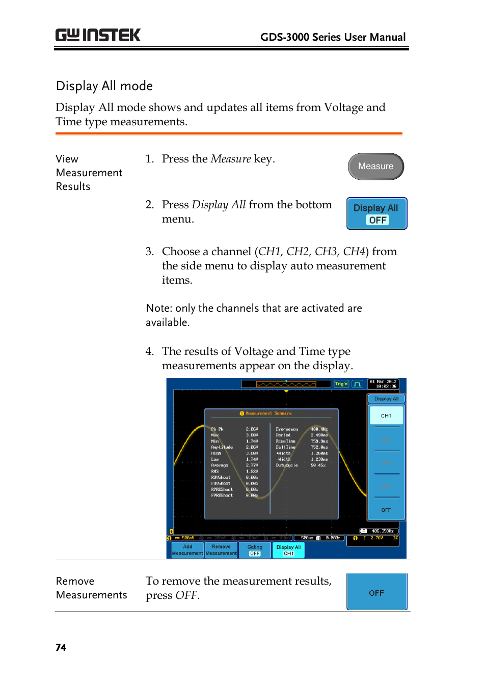 Display all mode | GW Instek GDS-3000 Series User Manual User Manual | Page 74 / 209