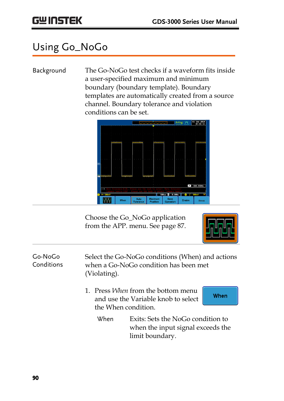 Using go_nogo | GW Instek GDS-3000 Series User Manual User Manual | Page 90 / 209